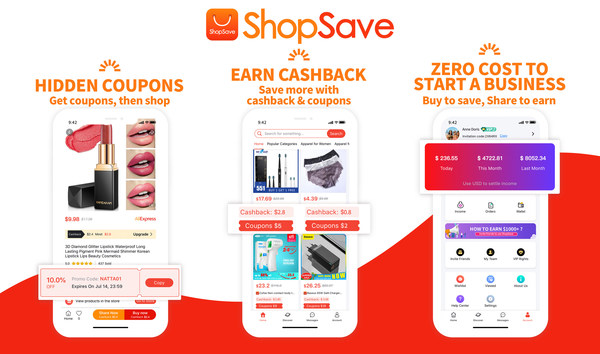 ShopSave brings huge amount of products with super discounts, high cashback and high commissions, so that you can save money and make money just by moving your finger! (Screenshot of interface of ShopSave APP)