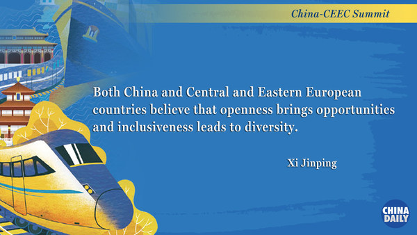 A highlight from President Xi Jinping's keynote speech at the virtual China-CEEC Summit in Beijing, Feb 9, 2021. [Graphic by chinadaily.com.cn]