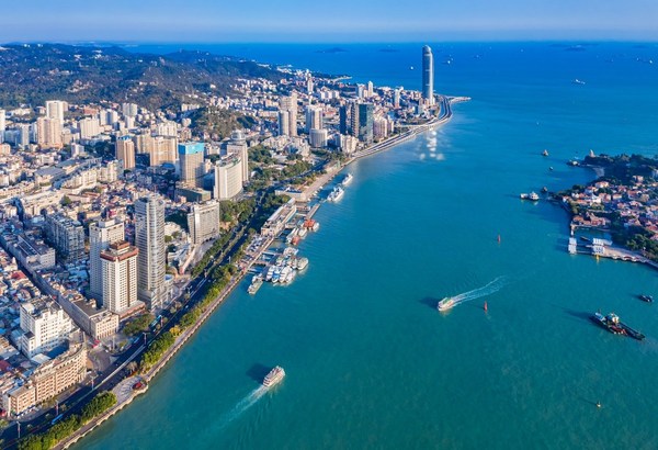 An aerial view of Xiamen in East China's Fujian province. [Photo provided to China Daily]