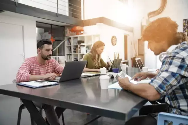 People work in co-working space