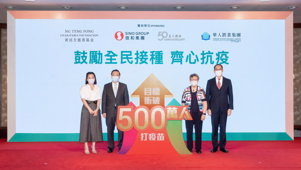Mr Daryl Ng, Director of Ng Teng Fong Charitable Foundation Limited, the Hon Mrs Rita Fan Hsu Lai-tai, GBM, GBS, JP, the Hon Mr Tam Yiu-chung, GBM, GBS, JP and Ms Chan Hoi Wan, Chief Executive Officer of Chinese Estates Holdings Limited, attended the Lucky Draw event and witnessed the drawing of 21 winners of the Phase 1 Lucky Draw.