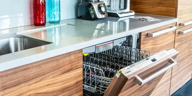 Bosch Dishwasher at the bottom right of the sink 